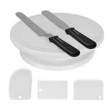 6 шт. полезный нож для теста инструмент, сделай сам, выпечка Инструменты противоскользящие поворотный стол пластик круглый торт проигрыватель для торта магазин