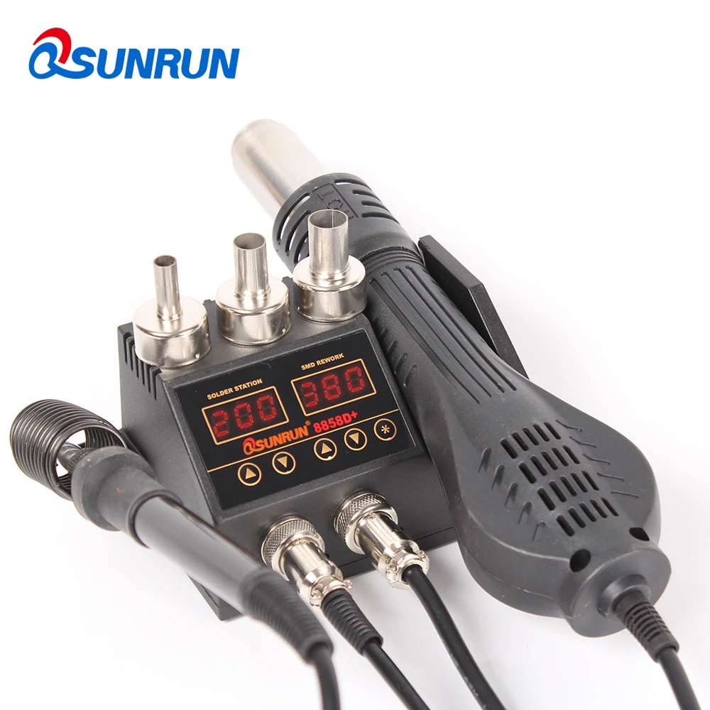 Portable 2-in-1 Rework&Soldering Station 8858DP Desoldering Station BGA/SMD Hot Air Gun&Electric ironUpgraded version of 8858