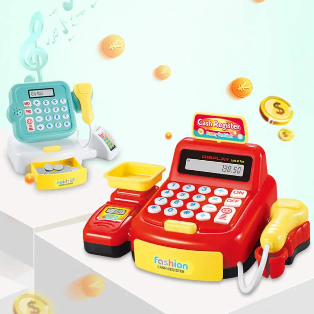 Cash Register for Kids Pretend Play Supermarket Electronic Pretend Play House Toys Lighting Sound Effects Toy for Kid Birthday