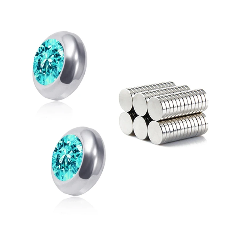 Уникальные магнитные серьги 8 мм без отверстий, круглые магнитные серьги с кристаллами для женщин и мужчин, серьги в стиле панк - Окраска металла: LB