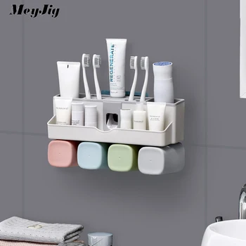 

1Set Toothpaste Dispenser Home Tube Squeezer Easy Toothbrush Holder Bathroom Organizer Tools Accessories Set