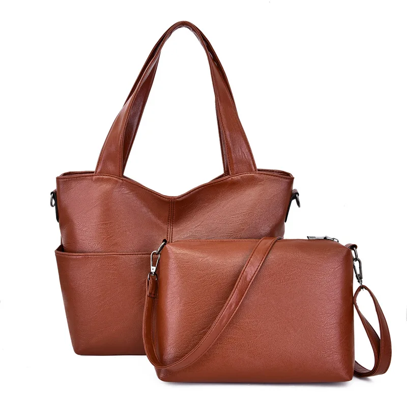 

WOMEN'S Fashion Handbag Simple Joint Two-Piece Set Different Size Bags Top Grade Elephant Pattern Shoulder Bag/ Hand Bag Large B