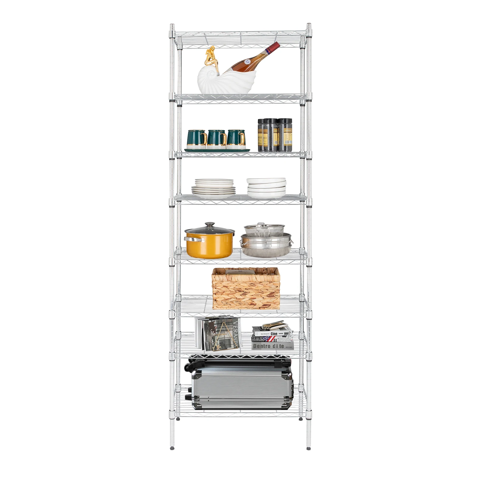 

8-Tier Wire Shelving Unit Adjustable Steel Wire Rack [US-Stock]