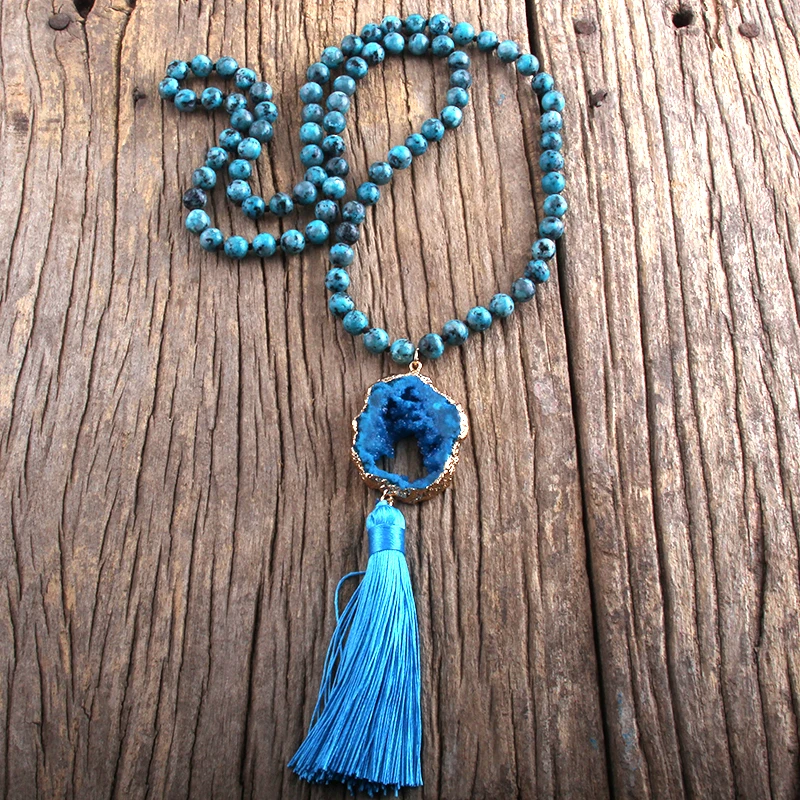 ligações de pedra tassel colares para boho