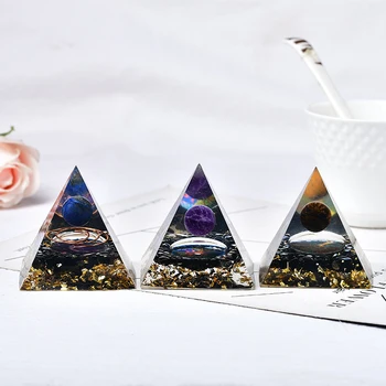 Healing Crystal Orgone Pyramid Crafts Handmade Resin Chakra Home Decoration Energy Generator For Meditation Reiki Balancing 2