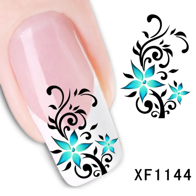Flower Full Tips Designed Nail Sticker Blossom Stamp Decals Nail Art