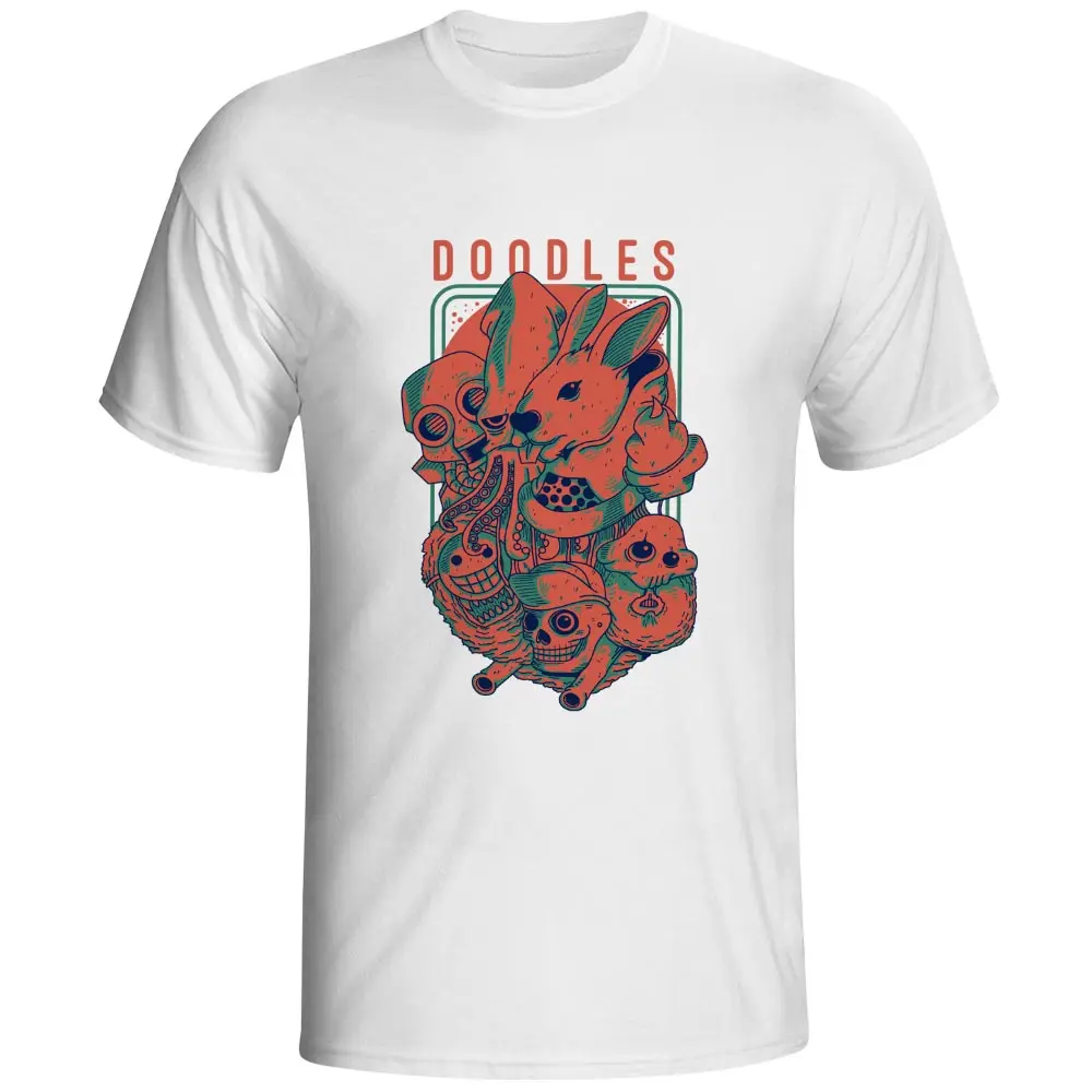 01 Футболка с принтом «Doodles Of unsible Monsters», «Череп», «кролик», «Осьминог», стильная креативная модная футболка, Мужская футболка унисекс с принтом для катания на коньках - Цвет: 01
