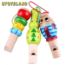 3 шт мультяшных животных Деревянный свисток Образовательный музыкальный инструмент, игрушка для детей подарок для детей-Случайная