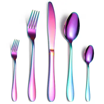 

5PCS Dinnerware Set Stainless Steel Tableware Set Knife Fork Spoon Flatware Set Safe Cutlery Set Tableware for Kitchen Disher