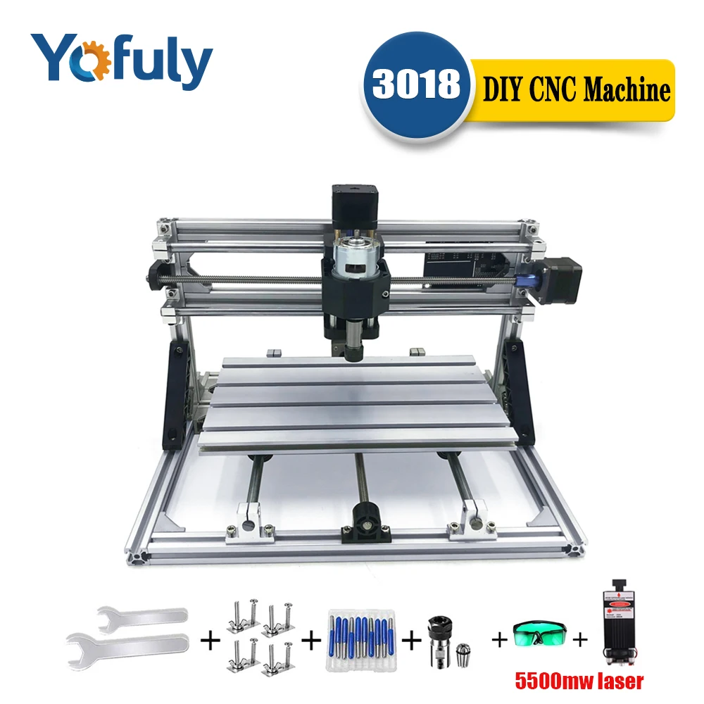 CNC3018 с ER11, DIY мини ЧПУ гравировальный станок, Pcb фрезерный станок, деревянный маршрутизатор, лазерная гравировка, жажда металла - Цвет: 5500mw laser
