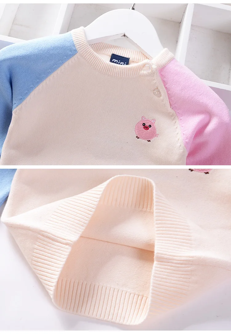 spliced candy color cotton toddler boys sweaters cute pattern baby girls knitted wear spring fall pullover children's clothing