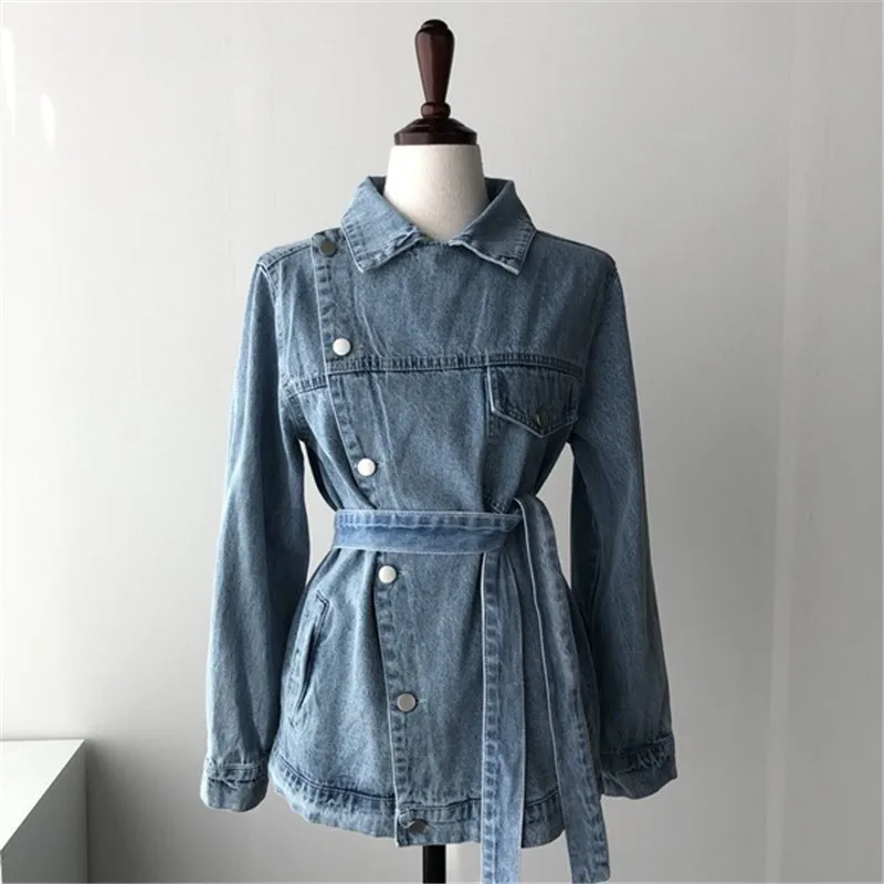 Women Autumn Winter Denim Blouses Coat Casual Turn