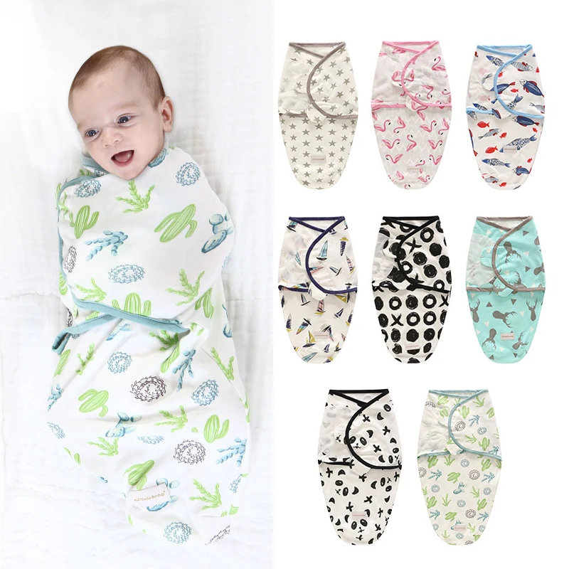 

Newborn Baby Sleeping Bag Cute Cartoon Animal Printed Swaddle Blanket Sleeping Swaddle Muslin Wrap+Hat 2pcs New Born Set