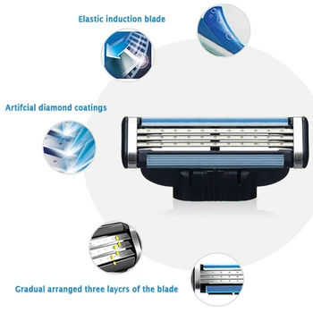 

4/16Pcs Manual Razor Refills 3 Layer Men Shaving Head Safety Replacement for Gillettee Mache 3 Shaver