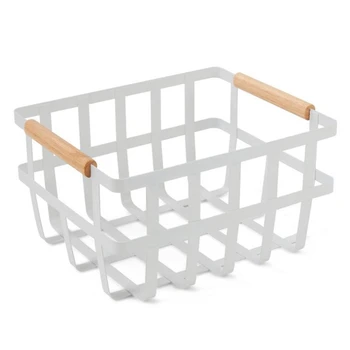 

Wire Food Organizer Storage Bin Baskets with Bamboo Handles for Kitchen Cabinets/Pantry - Store Fruit, Pasta,