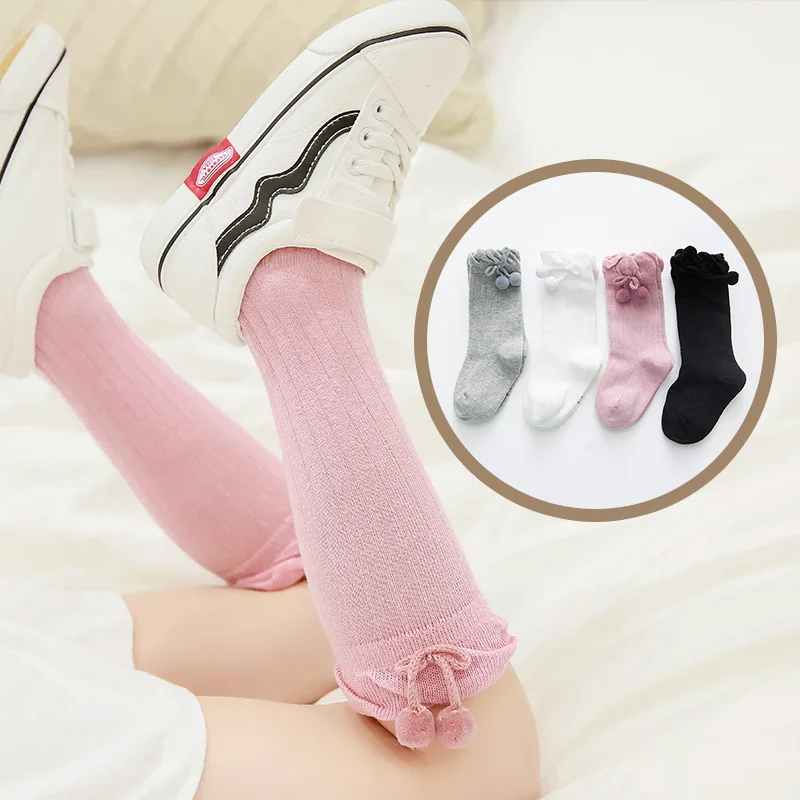

Baby Socks Toddler Bow Knee High Sock Cotton Solid Children Girl Boy Socks Infant Kids leg Warmers Long Ruffles Sock