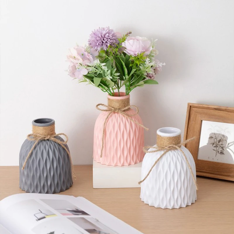 Basket Arrangement Plastic Vases Rattan-like Anti-ceramic Flower Vase 