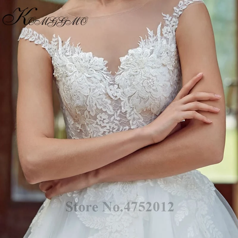 Vestidos De Novia Новое поступление Свадебное бальное платье со шлейфом и кружевной аппликацией Элегантное свадебное платье без рукавов