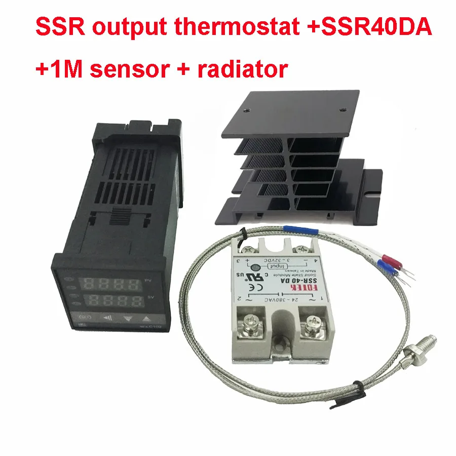 熱電対プローブセンサー付きデジタルpid温度コントローラー,REX C100リレー/ssr出力,タイプ1300c k,ラジエーターssr40da|Temperature  Instruments| - AliExpress