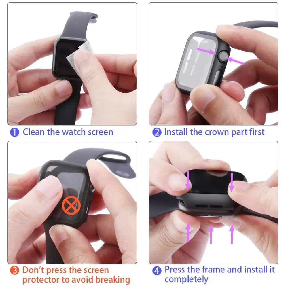 Mling полное покрытие для Apple Watch series 5 4 3 2 матовый пластиковый бампер жесткая рамка Чехол со стеклянной пленкой для iWatch защита экрана