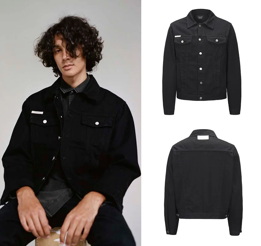

2019 Europe And America High Street Fog Celebrity Style Essential Double-Track Black And White with Pattern Jacket Kanye Casual