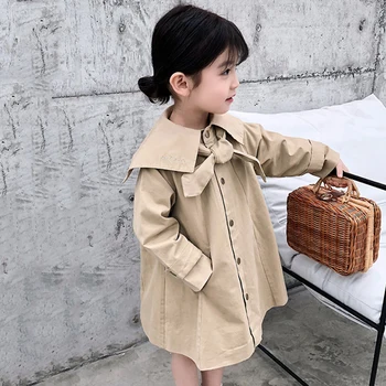 

New 2020 Spring Elegant Girls Coat Brief Fashion Baby Girls Jacket Personality Turn Down Collar Kids Coat for Girls, #8280
