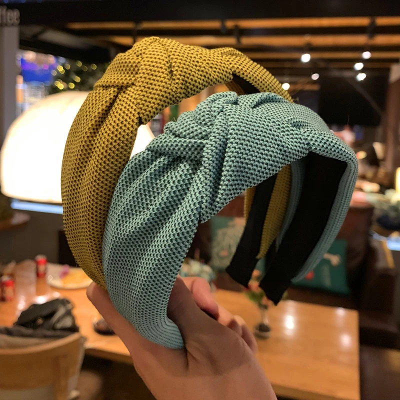 bow hair clip Female Retro Knitting Headband Solid color Knotted Hairband Head Bands Simple Wide Knot Hair Hoop Bezel Hair AccessoriesSolid Color Cloth Cross Hairband Headband Turban for Women Lady Wide Fashion Hair Hoop Bezel Hair Bands Accessories 2020 claw hair clips