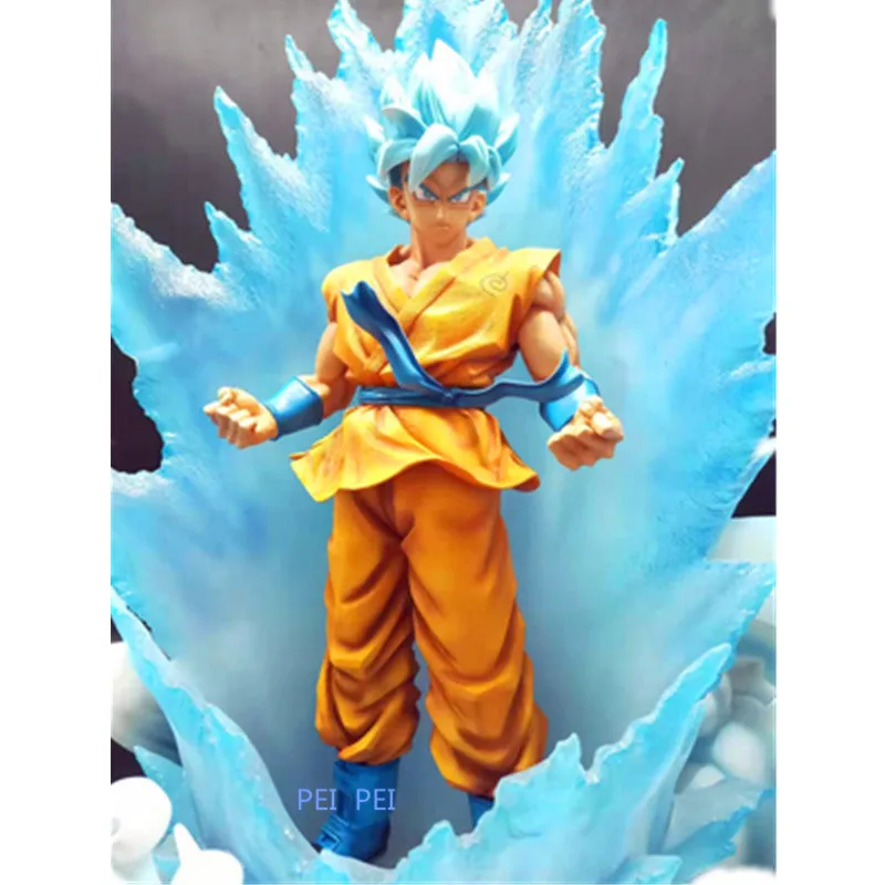 Dragon Ball Сон Гоку статуя Супер Saiyan синие волосы Гоку светодиодный GK полноразмерный портрет резиновая фигурка героя Коллекционная модель игрушки