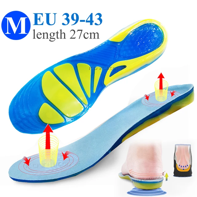 Silicone Non-Slip Gel Soft Sport Shoe Insoles Massaging Insole Orthopedic Foot Care For Feet Shoes Sole Shock Absorption Pads M EU 39-43