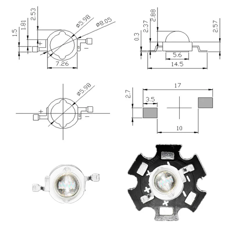 10 шт./лот 3 Вт 5 Вт высокой мощности Мощность UV led 365nm 380nm 395nm 405nm 420nm с 16 мм или 20 мм радиатора