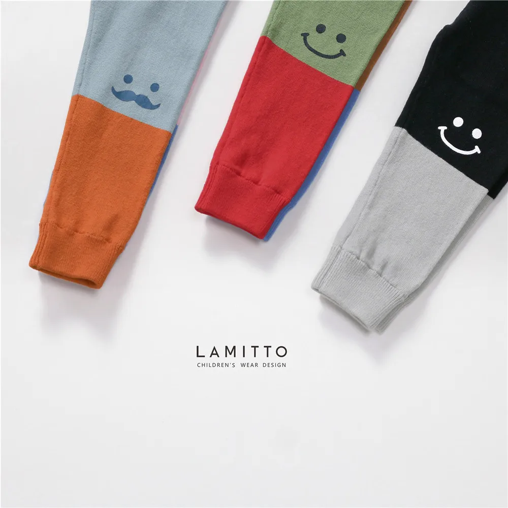 Lmt2001 осень и зима новые продукты Детский Повседневный Универсальный шерсть контрастное цветное соединение шерстяные брюки