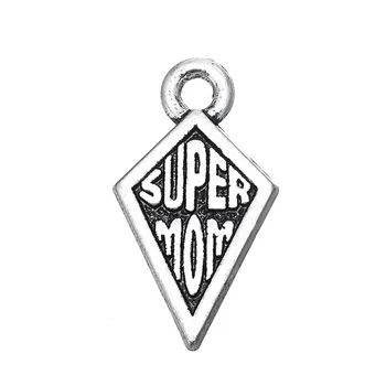 

10pcs Charms Super Mom 15x19mm Antique Silver Color Pendant Super Mom Charms For Jewelry Making Jewelry Findings