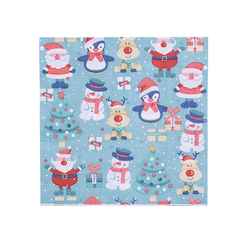 20Pcs napkin B12 1/20 шт Рождественская одноразовая пластиковая скатерть Рождественская скатерть с рождественским декором для стола Новогодний ужин - Цвет: 20Pcs napkin B12