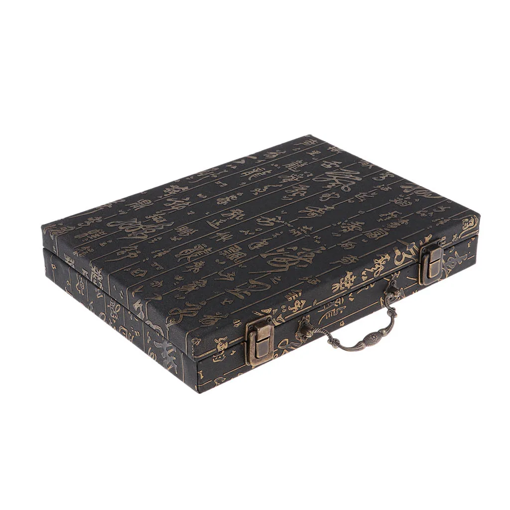 High-end Wooden Chinese Chess - Xiangqi Travel Board Game Set with PU Leather Board for 2 Players