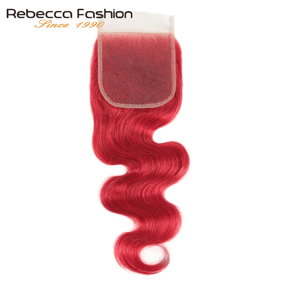 Rebecca красные пряди с закрытием бразильские объемные волнистые человеческие волосы красные 3 пряди с закрытием Remy