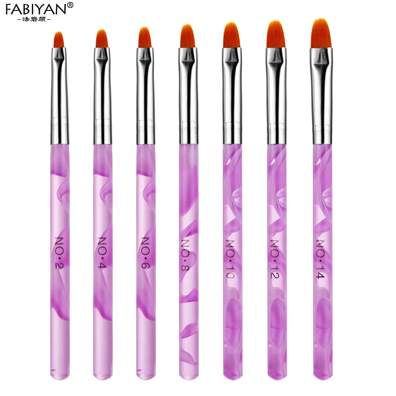 

Set 7PCS Acrylic Gel UV Polish Nail Art Brush Set Builder Tips Painting Drawing Pen Flat Design Tools Salon Manicure