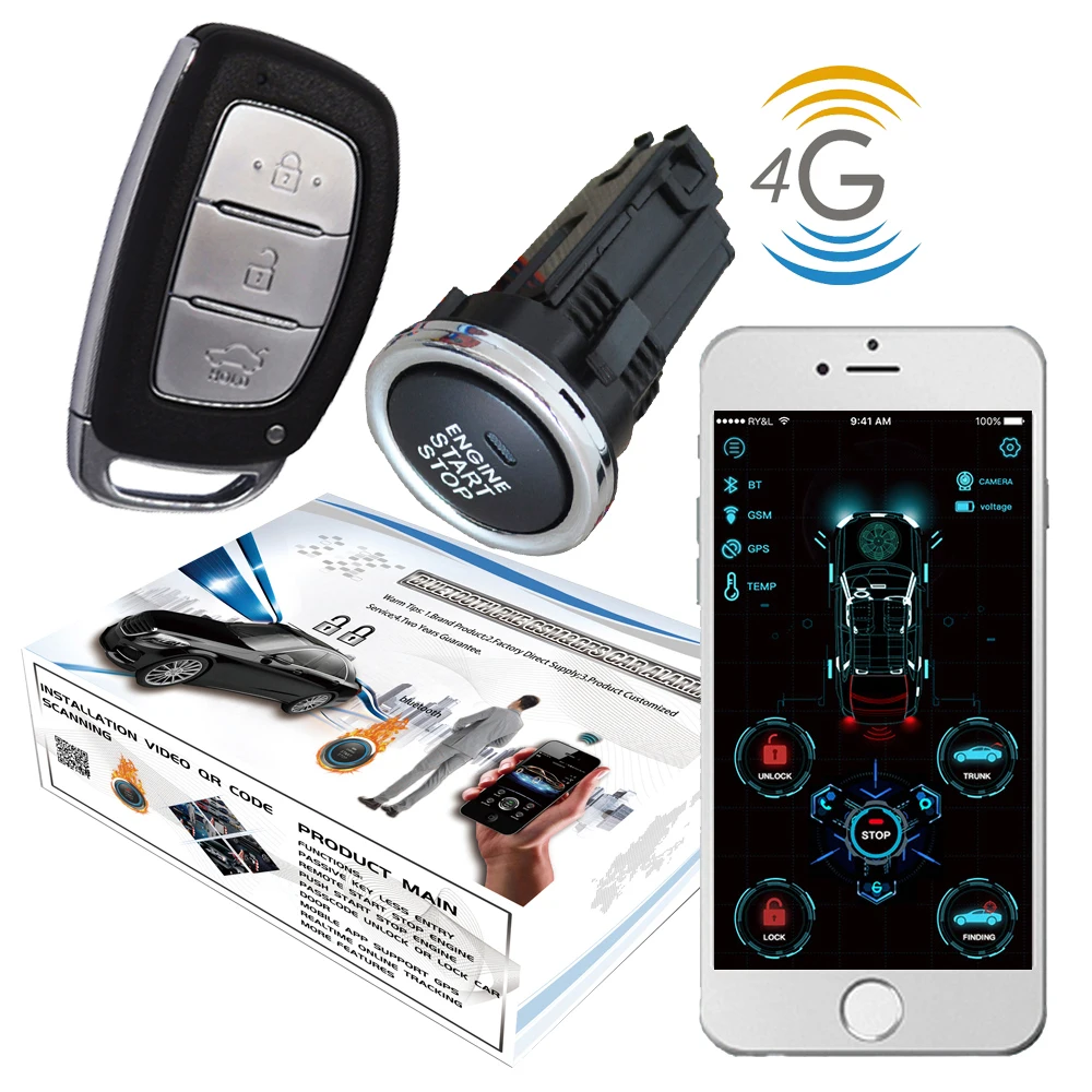 Cardot 4g gps gsm Smart Pke дистанционный стартер bKeyless вход двигатель старт стоп Автомобильная сигнализация