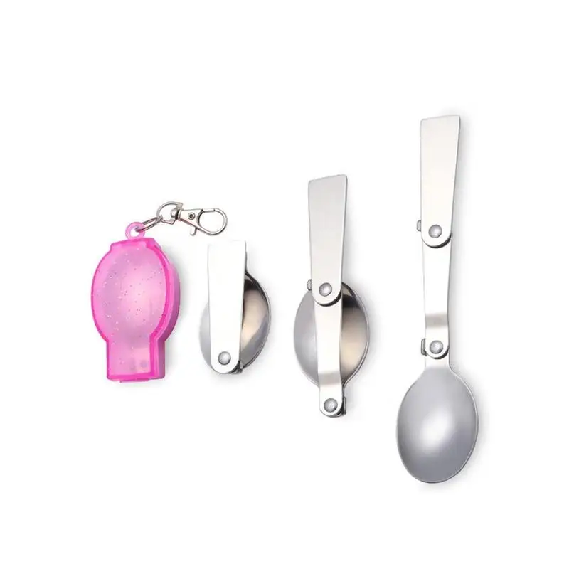 Outdoor Folding Travel Camping Utensil Stainless Pocket Spoon Fork Super Small Foldable Spoon Fork Camping Picnic Survival Tool