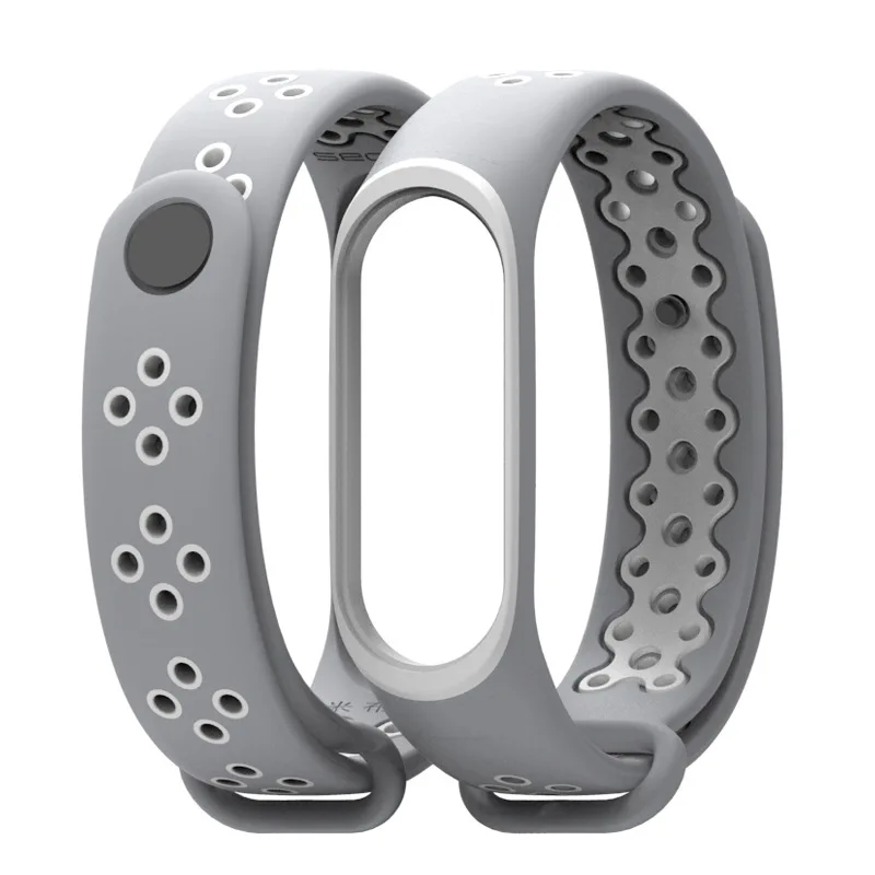 Цветной mi Band 3 4 силиконовый браслет двойной цвет сменный ремешок для оригинальной Xiaomi mi band 3 4 belt D20 - Color: white