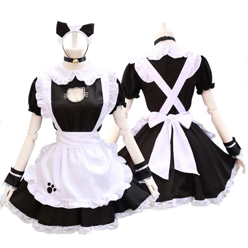 Black Cat Meidofuku Lolita Dresses Maid Outfit grembiule Dress Costume  Cosplay da donna| | - AliExpress
