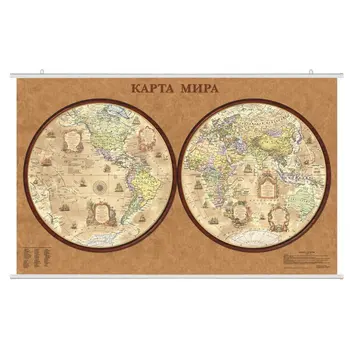 

Political world map in retro style on the flights in Tubus, 1:34 m