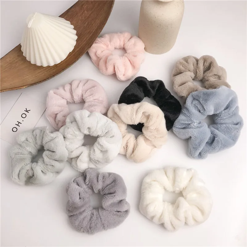 

2Pcs/SetGirl Plush Hair Ring Korean Version Of Autumn And Winter Forest Large Intestine Ring Headdress