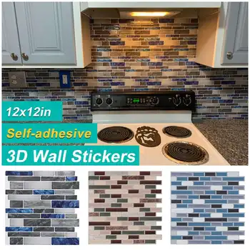 

10Pcs Self Adhesive 3D Brick Wall Sticker Floor Sticker Waterproof Tile Stickers For Kitchen Bathroom Modern Home Decoration