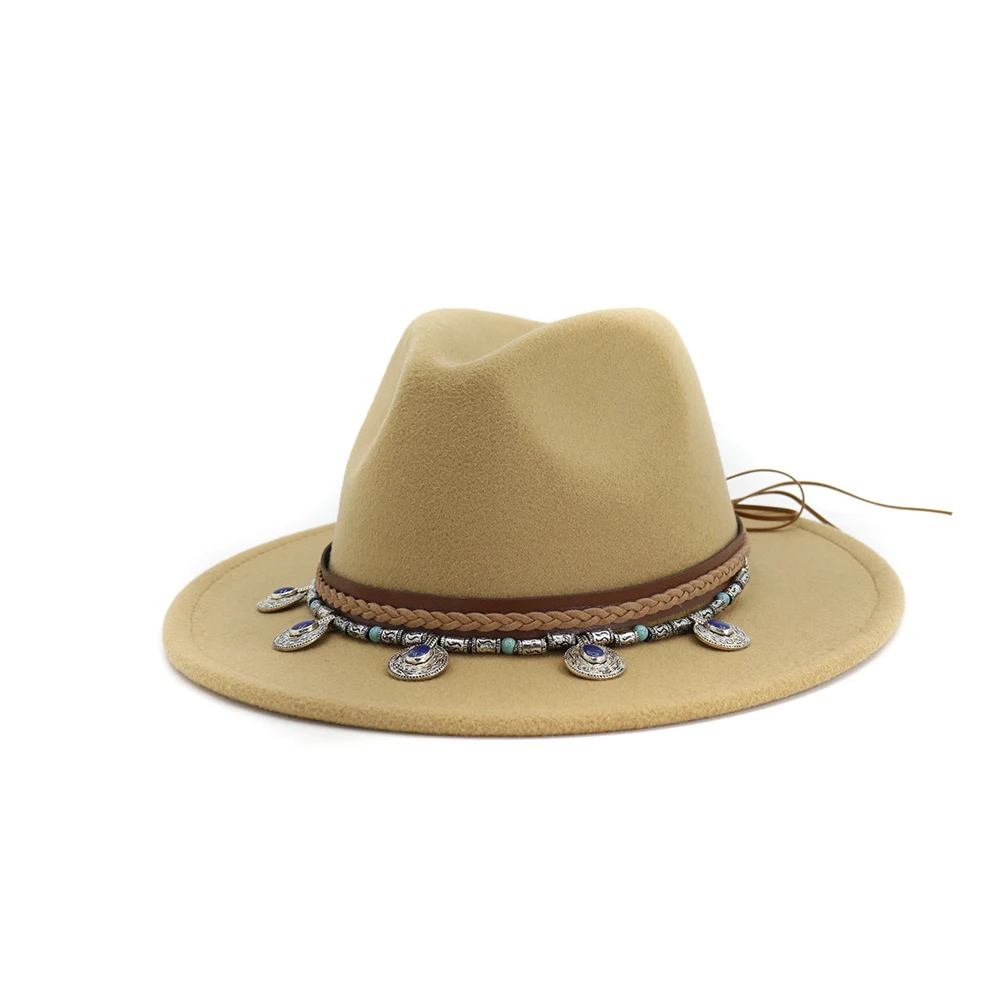 Новая модная женская мужская шерстяная шляпа Fedora для джентльмена Элегантная Дамская широкая джазования с полями шляпа церковная Панама