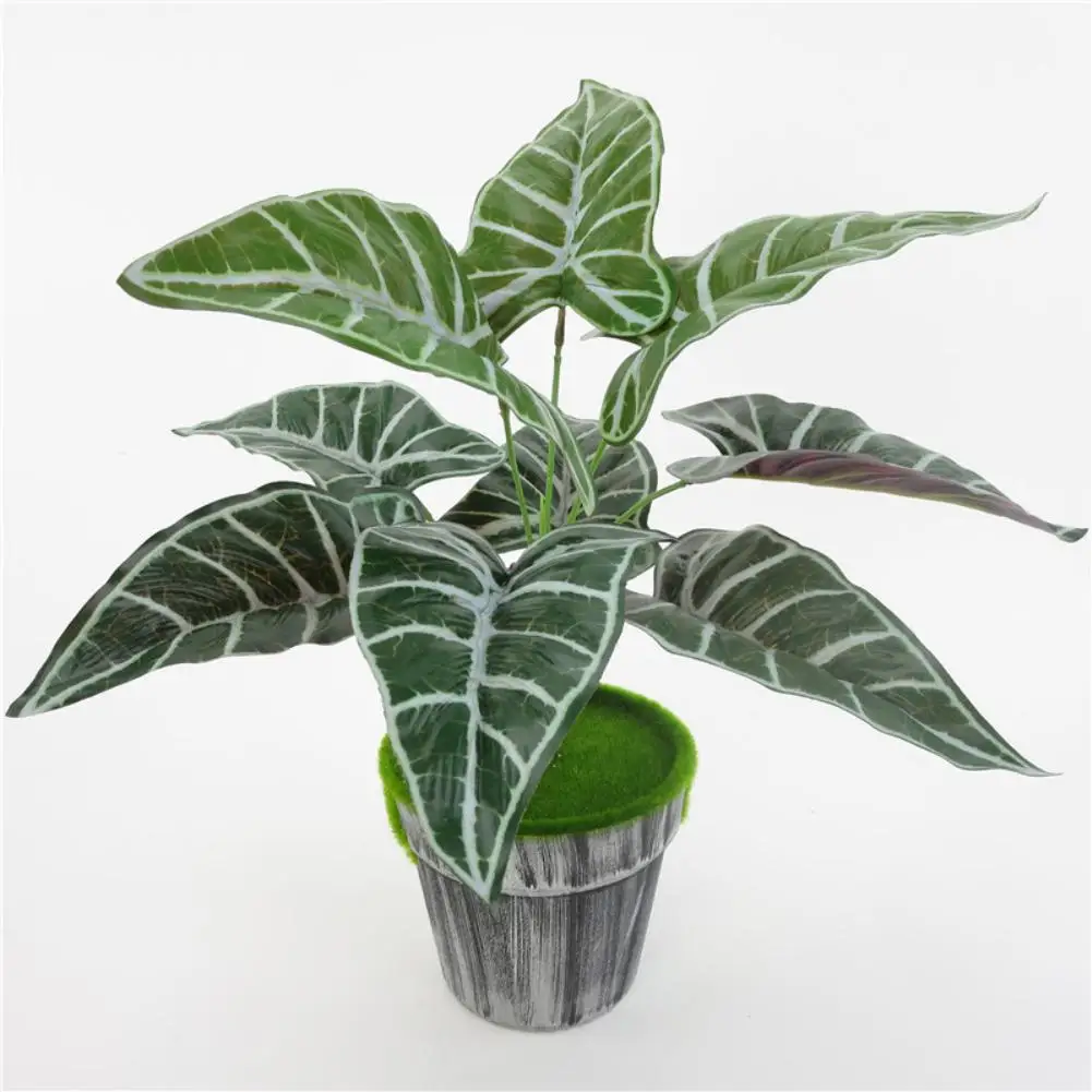 1Pc Realistico Alocasia Artificiale Zebra-Stripe Foglie Pianta Finta Per Home Hotel Cafe Office Party Photography Festival Decor