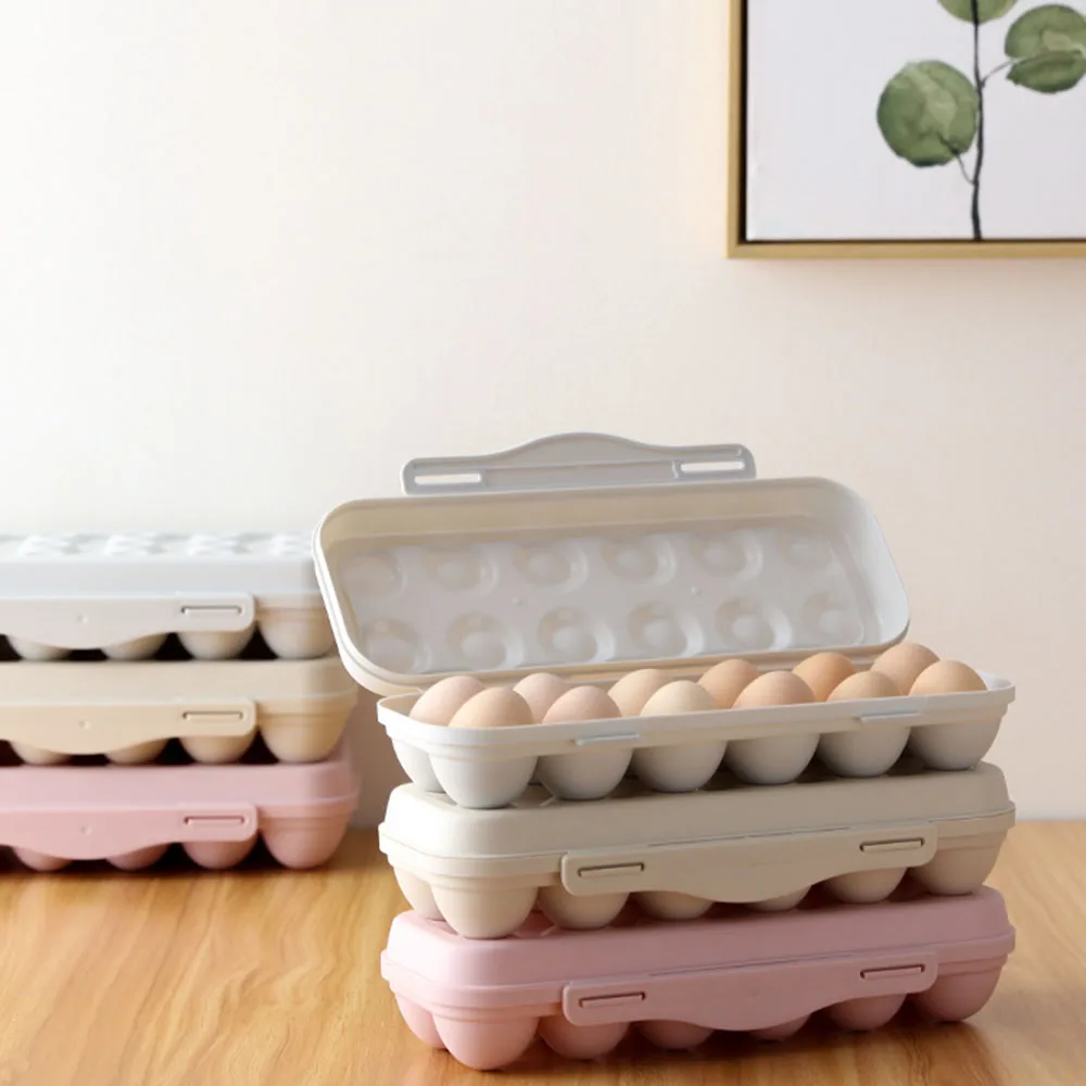 

Storage Boxes Anti-breaking 18-cell Egg Box With Lid Stackable Egg Storage Box Kitchen Storage Gadgets Home
