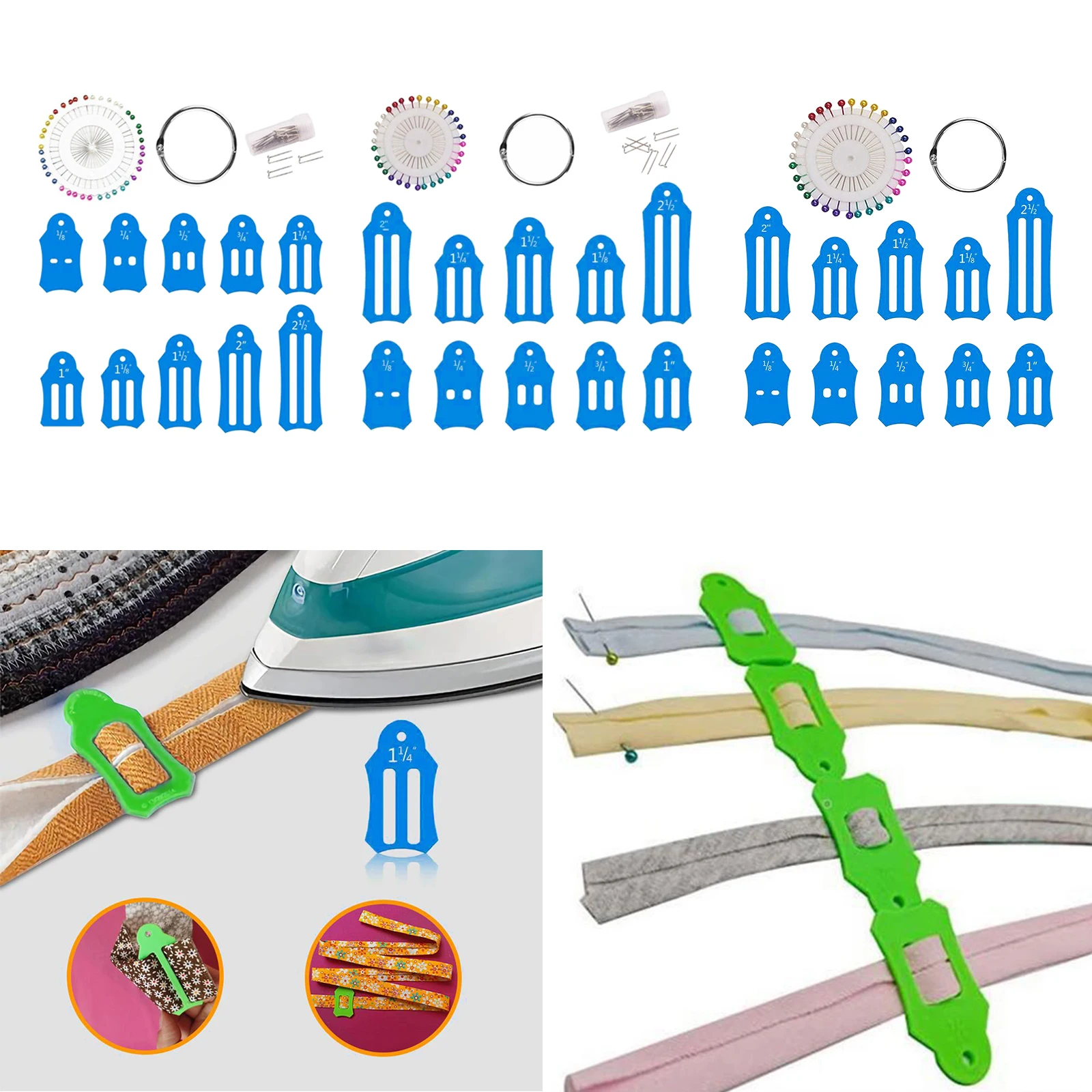 Jelly Roll Sasher Tool Folding Fabric Bias Tape Makers Kit Practical Biasing Tape Maker Set Basic Tool for Sewing Quilting