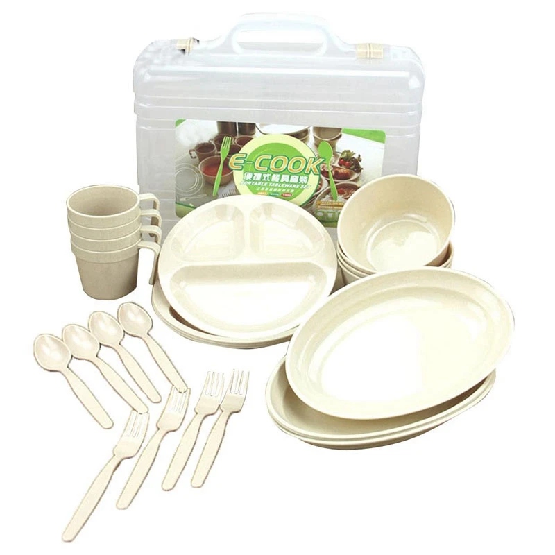 

Outdoor Picnic Barbecue Portable Plastic Tableware Set Bowl Dish Cup Set Combination