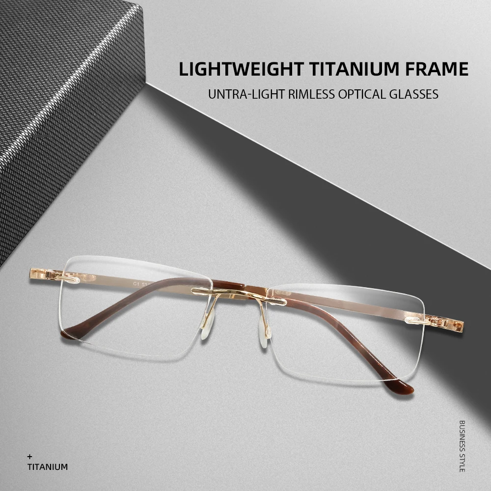 NONOR Designer Titanium Pure Optical Men Glasses Frames Classic Square Frameless Eyeglasses