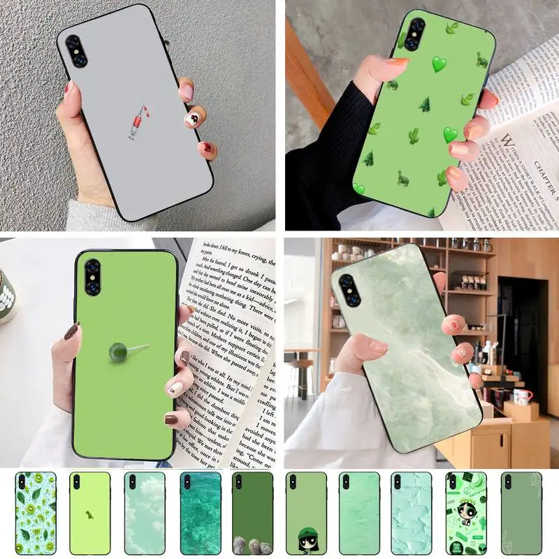 Зеленый мультяшный стиль мягкий резиновый чехол для телефона IphoneX XS 11 11Pro 5 5s SE 6 6s